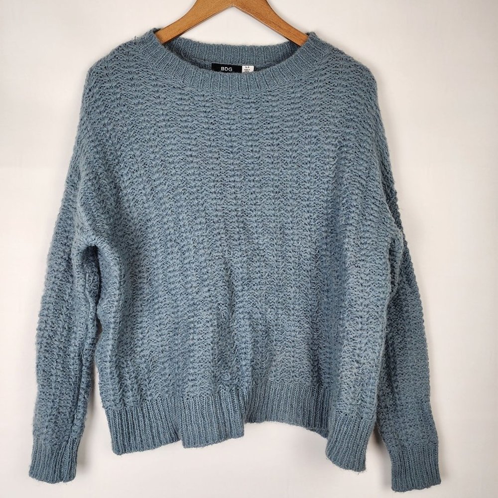 BDG Pullover Knit Wool Blend Sweater  Jumper Small Slate Blue Grey Long Sleeve